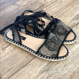 Lace Up Black Espadrilles